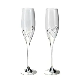 Groom and Bride Champagne Flutes, 2 Count
