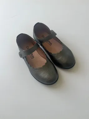 Metallic pewter leather mary jane
